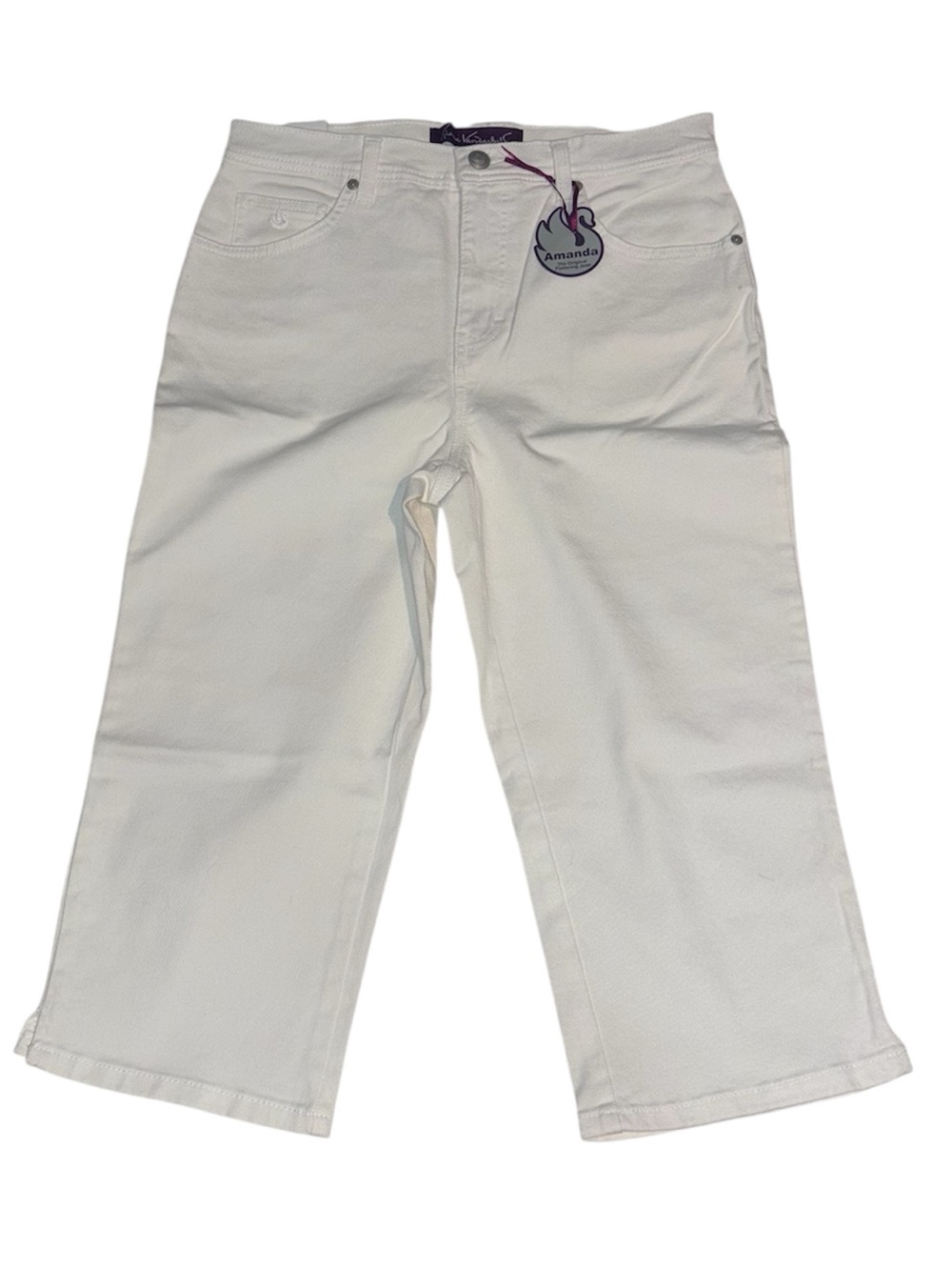 Gloria Vanderbilt Amanda Classic Fit Stretch White Mid Calf Capri Jeans Size 8
